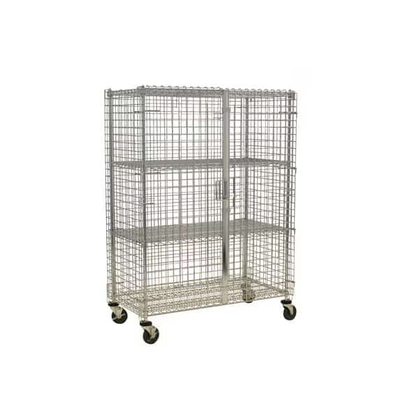 Security Cage, w/Casters, 4 Shelf, 24x48x69