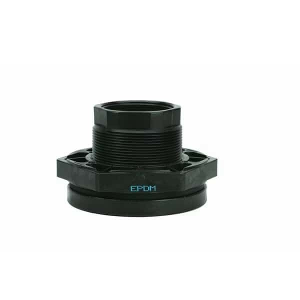 Bulkhead Tank Fitting, EPDM, 6"L, Poly