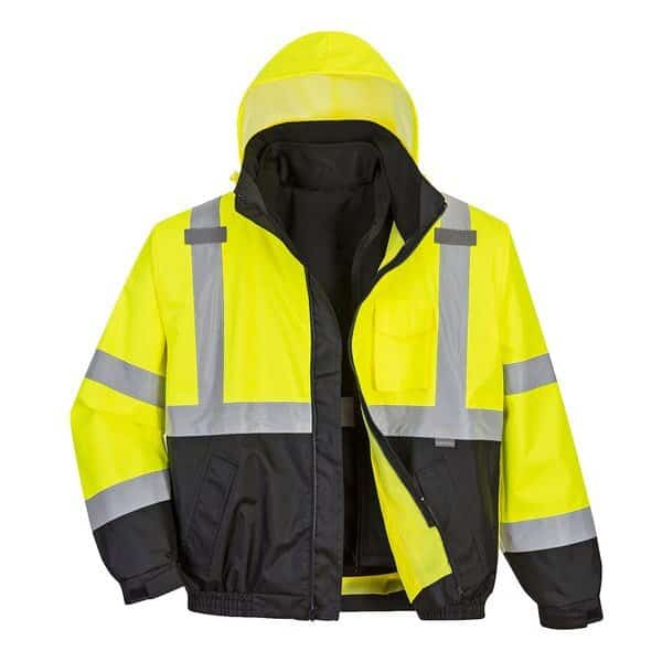 Hi-Vis 3in1 Premium Bomber Jkt, 100% Polyester, Yellow/Black, 6XL