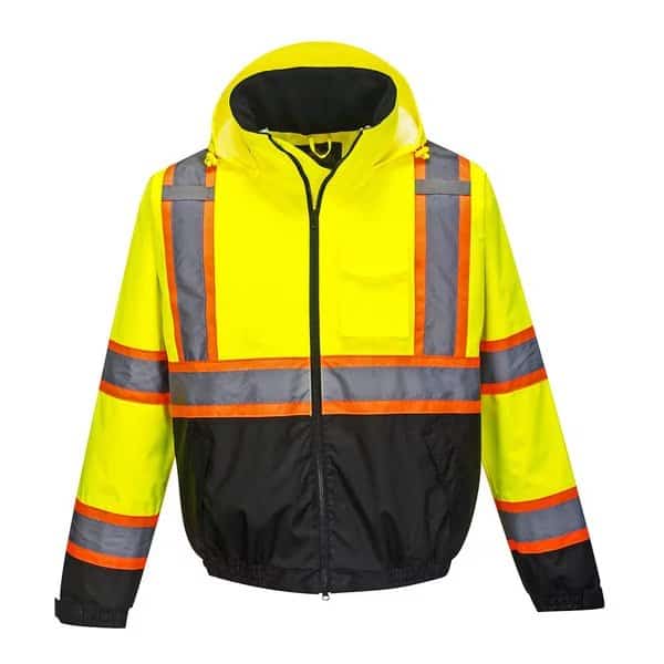Hi-Vis 2in1 Bomber Jacket, XXXL, 100% Polyester, Yellow/Black, 3XL