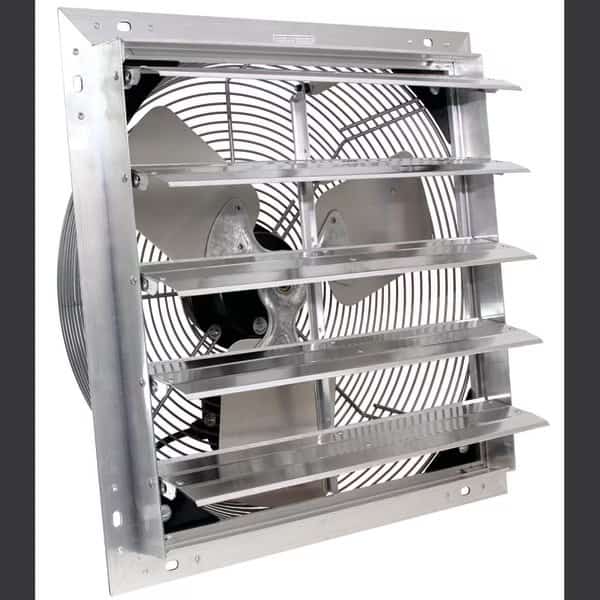 Fan, 24" Shutter Exhaust, 115V, 1/10HP, 60Hz, 3 Galvanized Steel Blades, AC Motor, 3 Speed, w/Cord