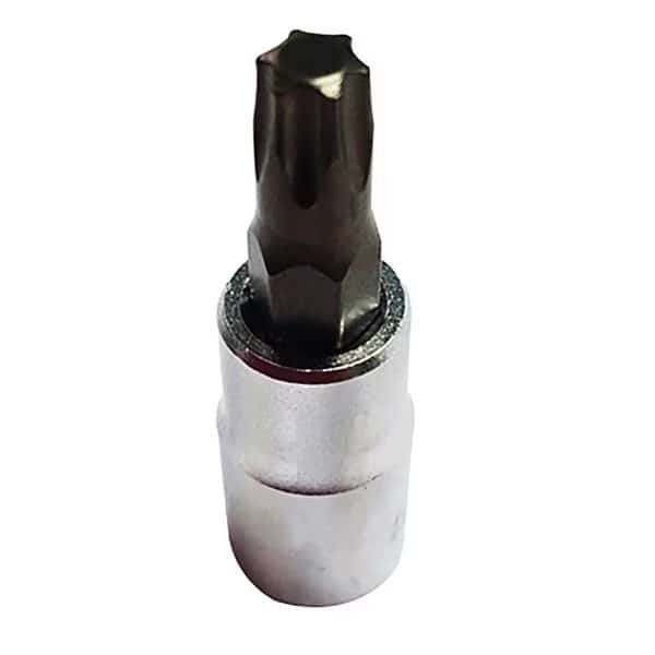T25 Torx Bit, Satin Chrome 1/4 Square Drive Bit Holder