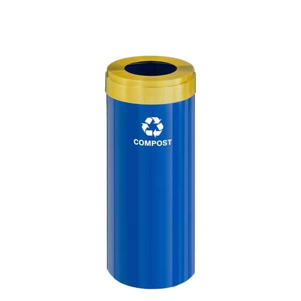 12 gal Trash Can, Blue/Satin Brass