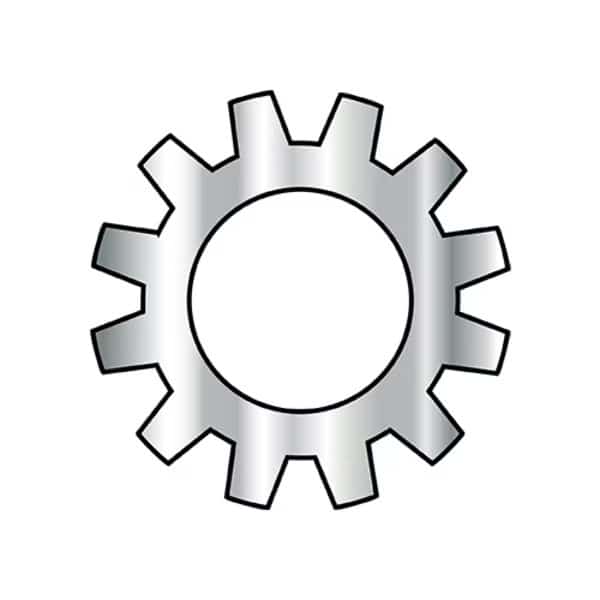 External Tooth Lock Washer, For Screw Size #10 18-8 Stainless Steel, Plain Finish, 10000 PK