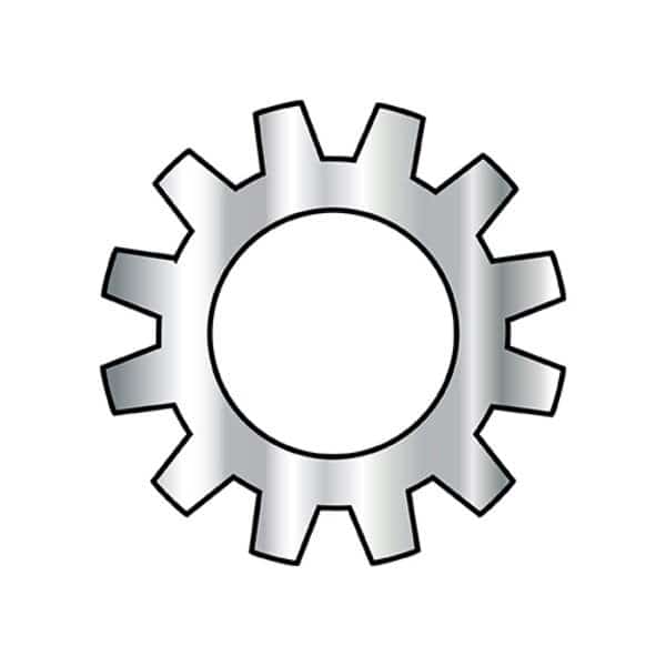 External Tooth Lock Washer, For Screw Size #4 Stainless Steel, Plain Finish, 10000 PK
