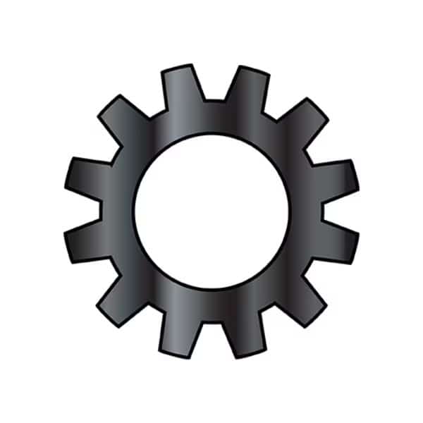 External Tooth Lock Washer, For Screw Size #6 Spring Steel, Black Oxide Finish, 10000 PK
