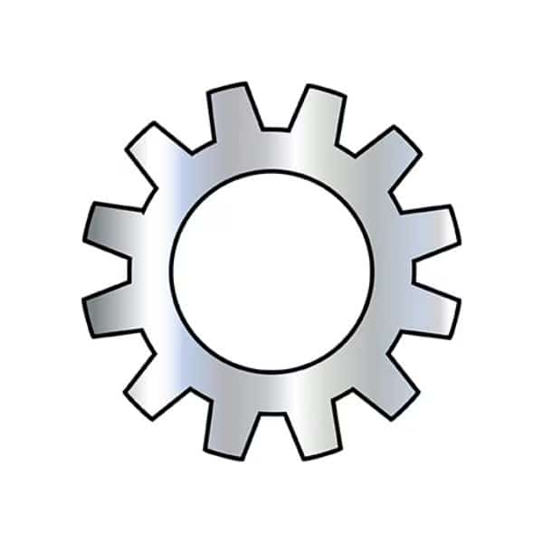 External Tooth Lock Washer, For Screw Size #6 Spring Steel, Zinc Plated Finish, 10000 PK