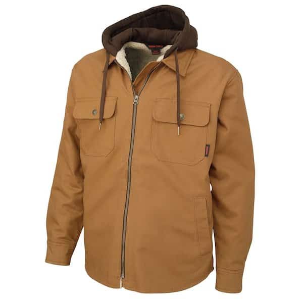 Duck Shirt, Sherpa-Lined, Hood, S, Brown, TOUGH DUCK, Mfr# WS032