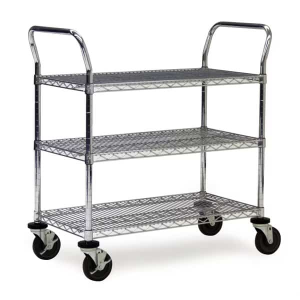 Wire Utility Cart, 3-Shelf, 24x48x40