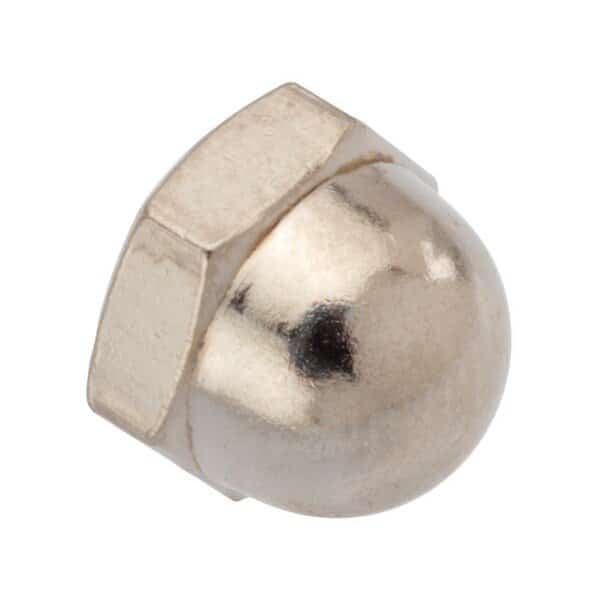 Acorn Nut, No 10-32 Sz, Steel Nickel Plated