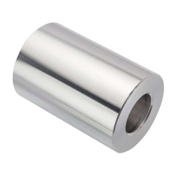 Spacer, 1 Screw Size, Plain Aluminum, 1/2 Overall Lg, 1 in Inside Dia