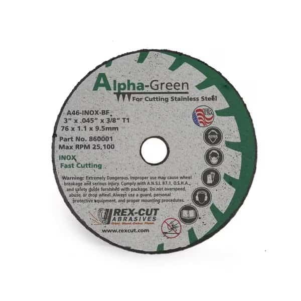Alpha Green Cut Off Wheel 3 X .040 X 1/4 T1 Alpha Green