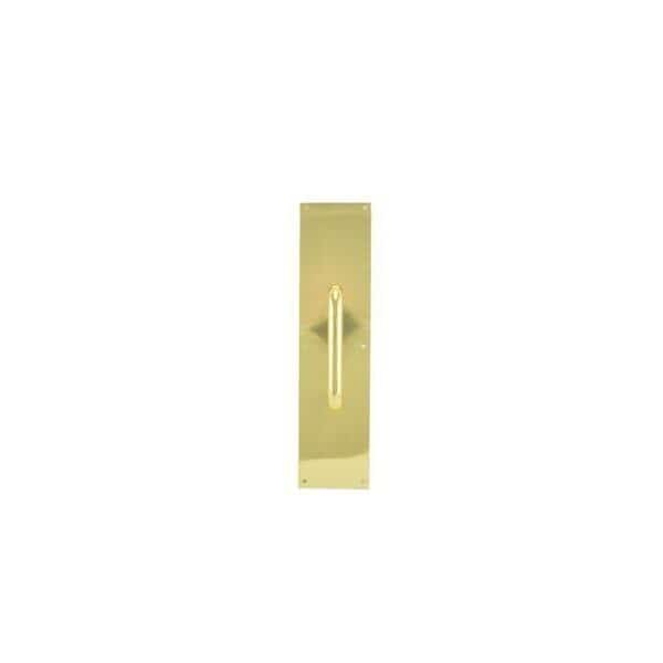 Square Corner Pull Plate with 6" 1194 Pull Bright Brass 4"x16"