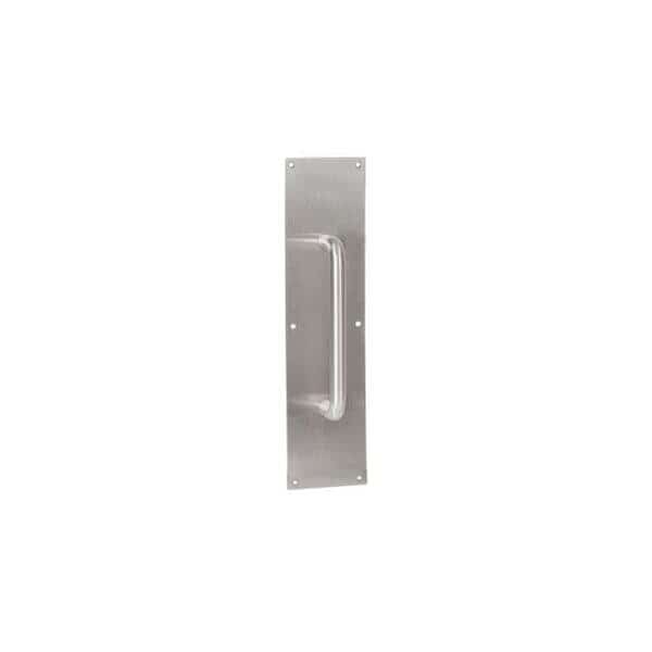 Square Corner Pull Plate with 8" 1194 Pull Satin Chrome 4"x16"