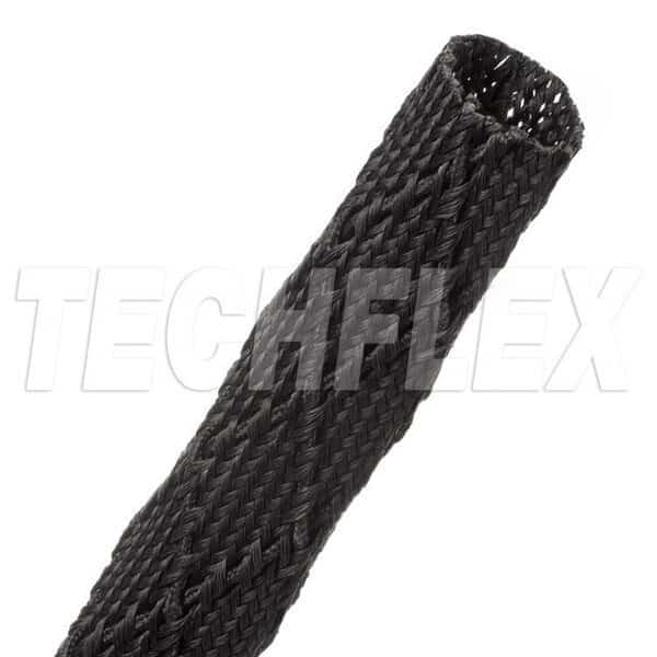 Braided Cable Sleeve, 1 in Inside Dia., 2-1/2 in Max Bundle Dia., 50 ft, Fiberglass, Black