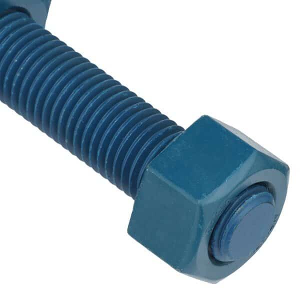 Fully Threaded Stud, 7/8"-9, 4 1/2 in, Steel, Grade B7, Fluoropolymer Coated Finish, 20 PK