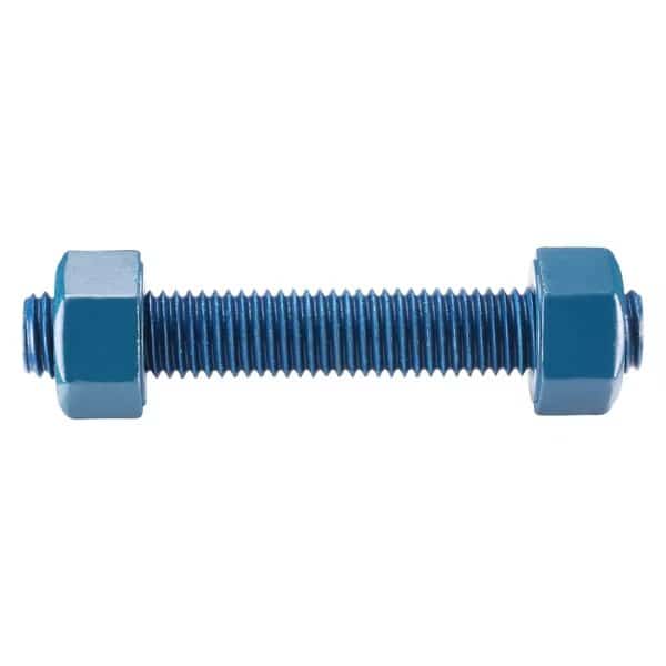 Fully Threaded Stud, 5/8"-11, 4 1/4 in, Steel, Grade B7, Fluoropolymer Coated Finish, 50 PK