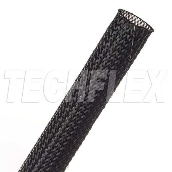 Braided Cable Sleeve, 3/4 in Inside Dia., 1-1/4 in Max Bundle Dia., 75 ft, Black; White