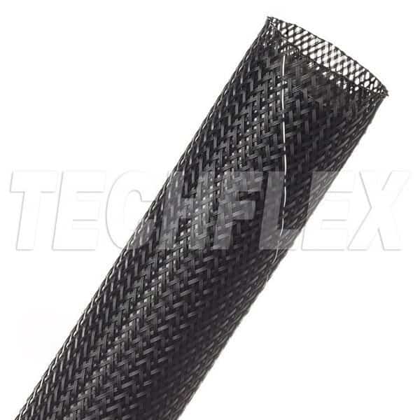 Braided Cable Sleeve, 1-1/4 in Inside Dia., 1-3/4 in Max Bundle Dia., 50 ft, Black; White