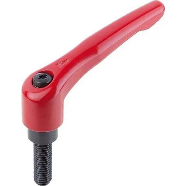 Adjustable Handle, Modern Design, Sz. 2, 3/8-16X55, Die Cast Zinc Red RAL 3003, Comp: Steel
