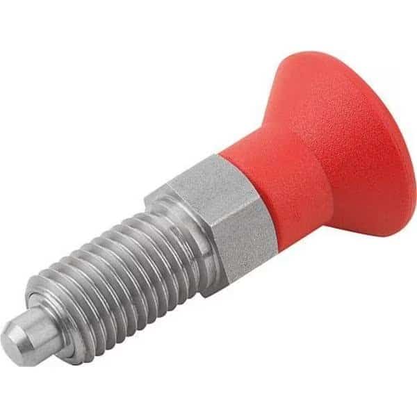 Indexing Plunger Red D1= 1/4-28, D=3, Style A, Non-Lockout wo Locknut, Stainless Steel Hardened
