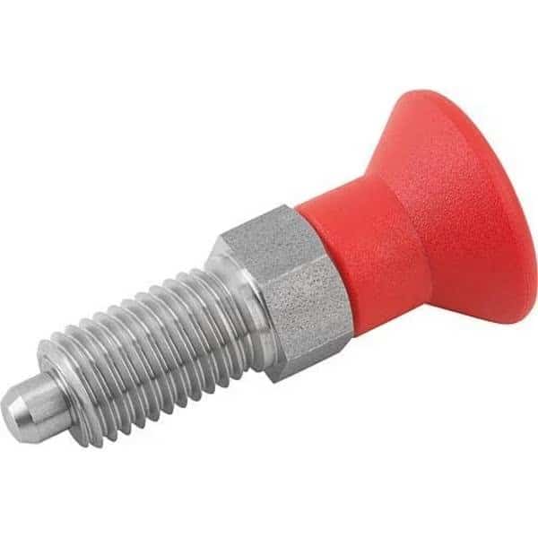 Indexing Plunger Red D1= 1/4-28, D=3, Style A, Non-Lockout wo Locknut, Stainless Steel Not Hardened