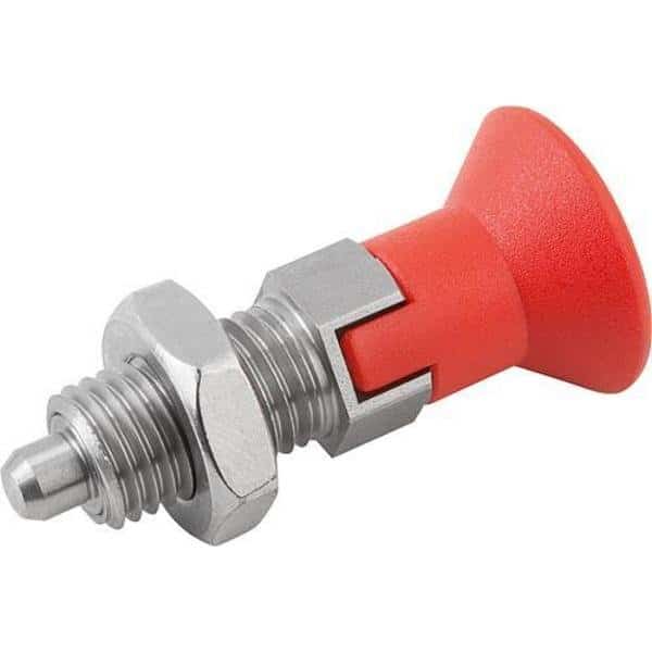 Indexing Plunger Red D1= M20X1.5 D=12, Style D, Lockout Type w Locknut, Stainless Steel Not Hardened