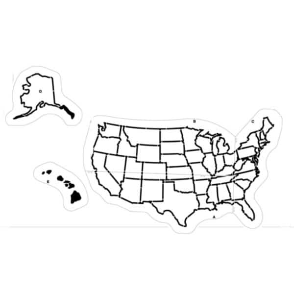 Playground Stencil, Medium US Map, 1/8"