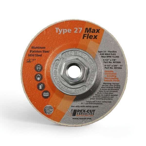 Max Flex Grinding Disc 4 1/2 X 5/8-11 T27 Max Flex A36, REX CUT, Mfr# 891002