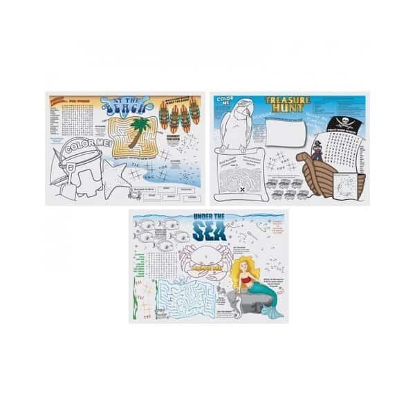 10" x 14" Seashore Games Multipack Paper Placemats, PK1000