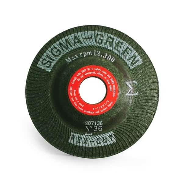 Sigma Green Grinding Wheel, 4-1/2 x 7/8", 46 Grit, Rex Cut, Mfr#: 730008