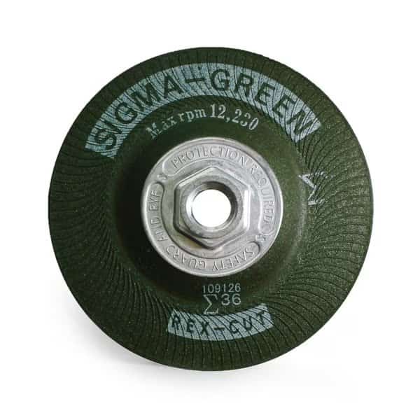 Sigma Green Grinding Wheel, 5 x 5/8-11", 36 Grit