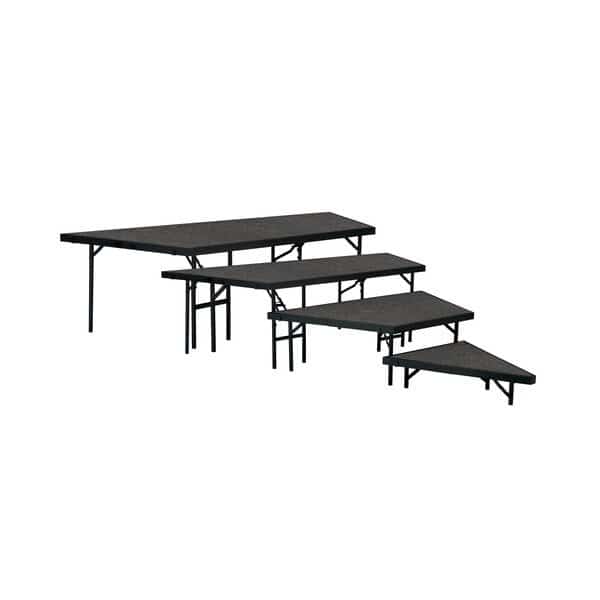 Seated Riser Stage Pie Section, 4-Tier, 48" Deep Tiers, Grey Carpet