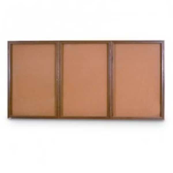 Triple Door Wood Enclosed Corkboard,96", Mfr#: UV106W, UNITED VISUAL PRODUCTS