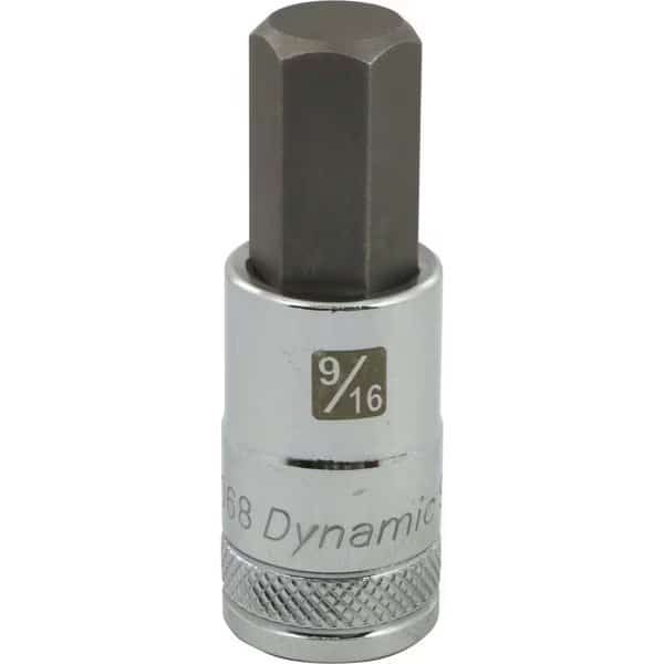 Tools 1/2"Dr SAE Hex Head, 9/16" Bit Standard Length, Chrome Socket