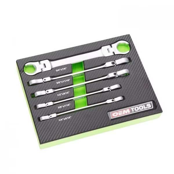 5 Piece Flex Head Flare Nut Wrench Set, SAE