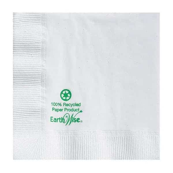 5" EarthWise Coin Embossed White Beverage Napkins 3000 PK