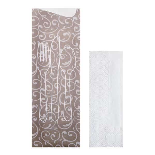 9.5" x 3.25" Printed Cutlery Pouches without Cutlery PK 600 PK
