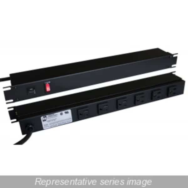 Power Strip, Metered, Rack Mounted, 5-15R, 5-15P, 6 ft., Black