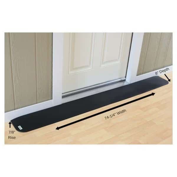 ADA Compliant Rubber Threshold Ramp: 7/8" Rise x 74-1/4" Wide x 8" Depth - 2 pc assembly