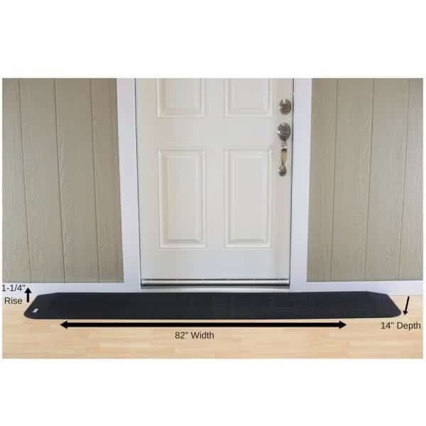 ADA Compliant Rubber Threshold Ramp: 1-1/4" Rise x  82" Wide x 14" Depth - 2 pc assembly