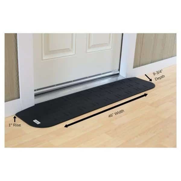 ADA Compliant Rubber Threshold Ramp: 1" Rise x 46" Wide x 9-3/4" Depth