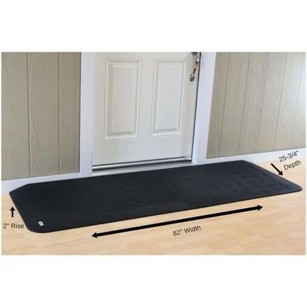 ADA Compliant Rubber Threshold Ramp: 2" Rise x 82" Wide x 23-1/4" Depth - 2 pc assembly