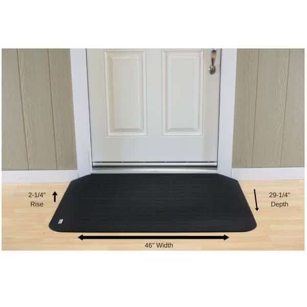 ADA Compliant Rubber Threshold Ramp: 2-1/4" Rise x 46" Wide x 29-3/4" Depth