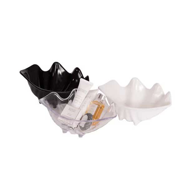 SS186BLK-Finishing Touches Large Shell Amenity Dish, Black, PK 24