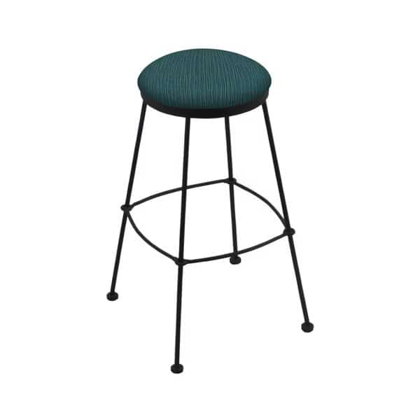 25" Stationary Counter Stool, Black Wrinkle, Graph Tidal Seat