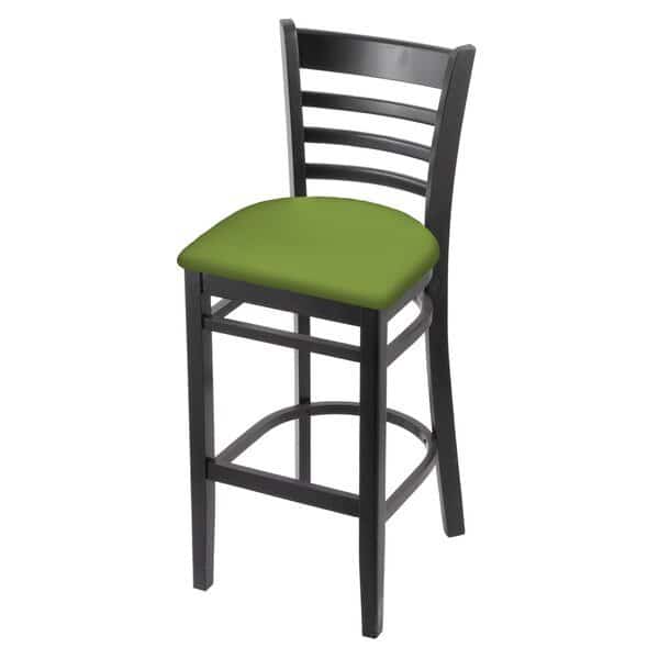 25" Counter Stool, Black Finish, Canter Kiwi Green Seat