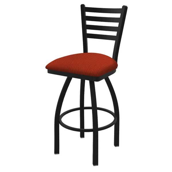 25" Swivel Counter Stool, Black Wrinkle, Graph Poppy Seat