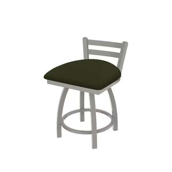 18" Low Back Swivel Vanity Stool, Nickel Finish, Canter Pine Seat