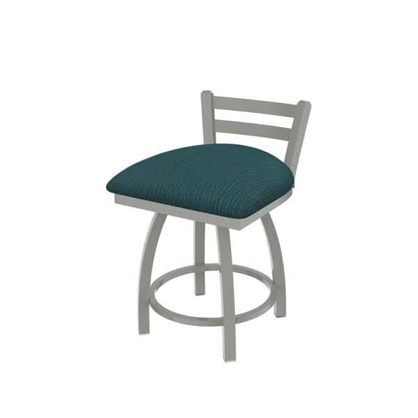 18" Low Back Swivel Vanity Stool, Nickel Finish, Graph Tidal Seat